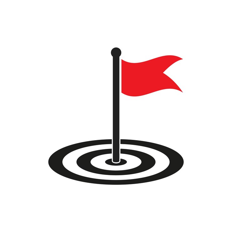 Vektor flagge oder zielsymbol isoliert auf weißem hintergrund. vektor isoliert schwarzes symbol. symbol für das zielkonzept. eps 10