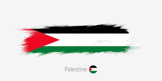 Flagge palästinas grunge abstrakter pinselstrich auf grauem hintergrund