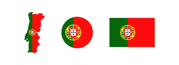 Flagge Portugals in verschiedenen Stilen