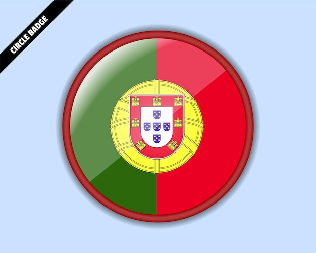 Flagge portugals kreis abzeichen vektordesign abgerundetes zeichen mit reflexion