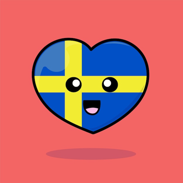 Vektor flagge schweden herz liebe nationales skandinavisches symbol logo vektor illustration icon