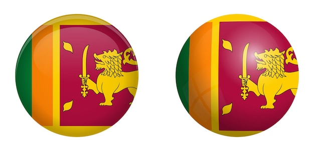 Flagge sri lankas (ceylon) unter 3d-dome-taste und auf glänzender kugel/kugel.