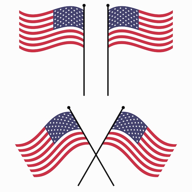 Flagge usa amerikanische flaggen flagge usa schwenkender set-vektor