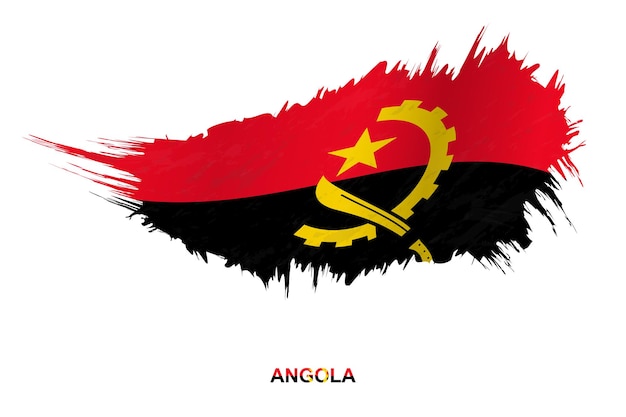 Flagge von angola im grunge-stil mit welleneffekt, vektor-grunge-pinselstrich-flag.