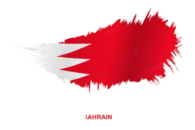 Flagge von Bahrain im Grunge-Stil mit Welleneffekt, Vektor-Grunge-Pinselstrich-Flag.