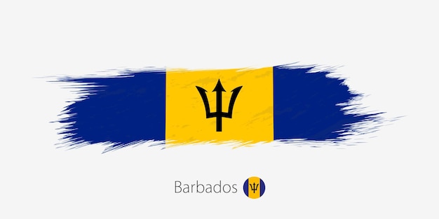 Vektor flagge von barbados grunge abstrakten pinselstrich auf grauem hintergrund