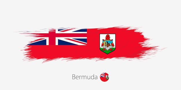 Vektor flagge von bermuda grunge abstrakten pinselstrich auf grauem hintergrund