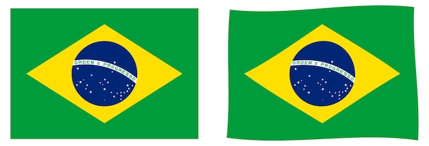 Flagge von Brasilien. Einfache und leicht geschwungene Version.