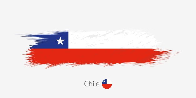 Flagge von chile grunge abstrakten pinselstrich auf grauem hintergrund