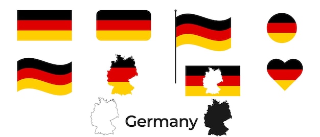 Flagge von Deutschland Silhouette von Deutschland Das Symbol der Deutschland-Flagge