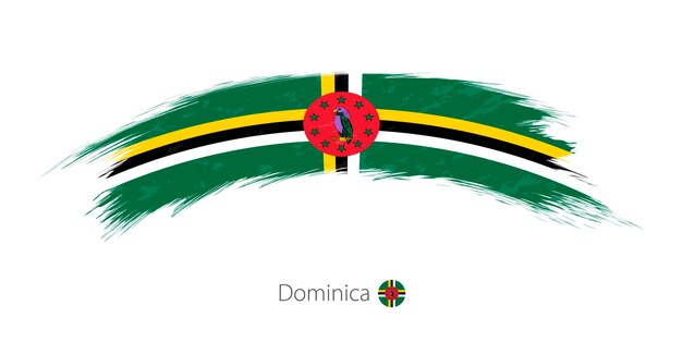 Flagge von dominica in abgerundetem grunge-pinselstrich. vektor-illustration.