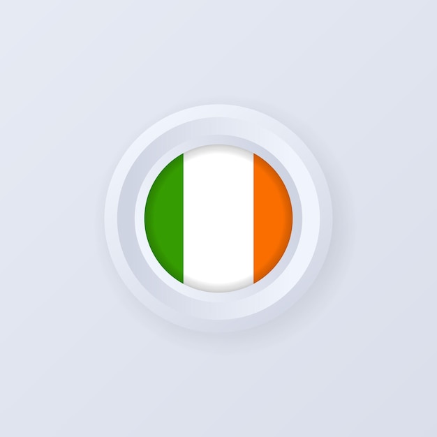 Flagge von irland. irland-schaltfläche. irisches etikett, schild, schaltfläche, abzeichen im 3d-stil.