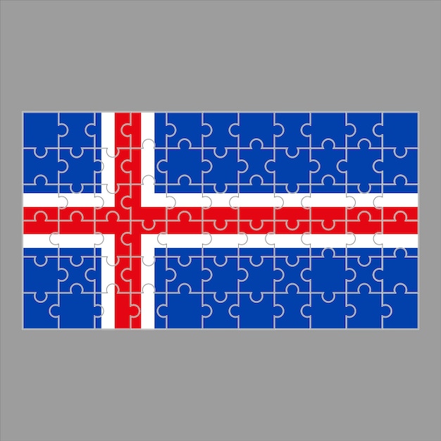 Flagge von island aus puzzles auf grauem hintergrund