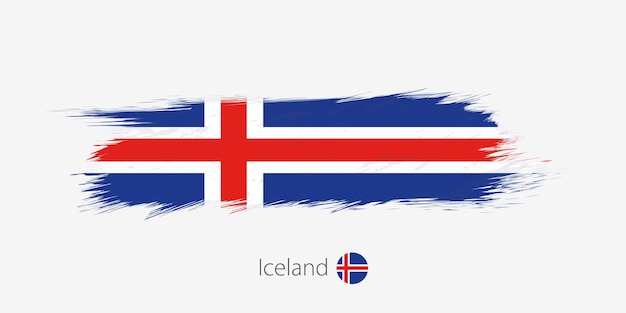 Flagge von Island Grunge abstrakten Pinselstrich auf grauem Hintergrund