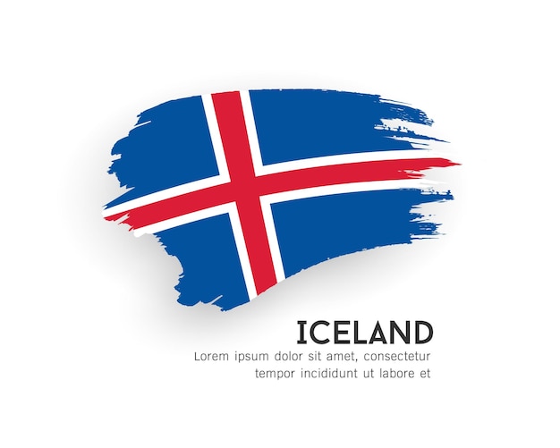 Flagge von island pinselstrichdesign isoliert auf weißem hintergrund eps10 vektorillustration