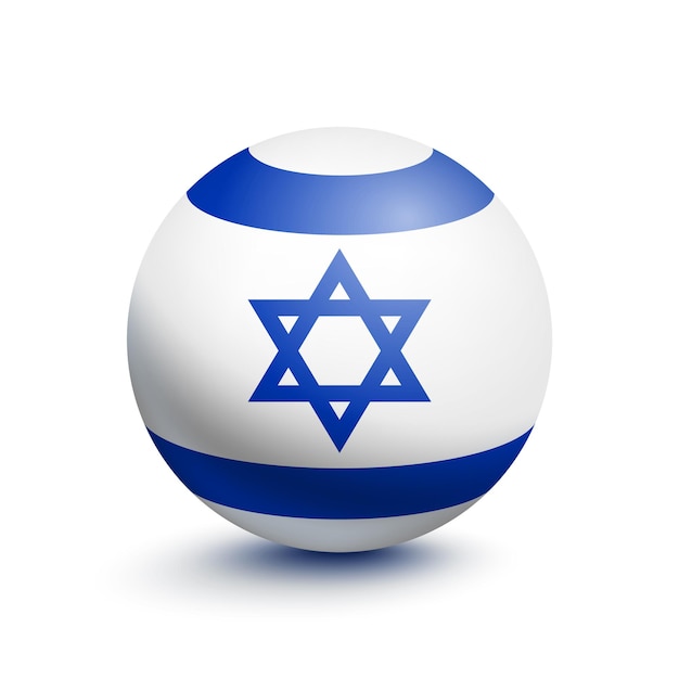 Vektor flagge von israel in form eines balls auf einem weißen hintergrund. vektorillustration