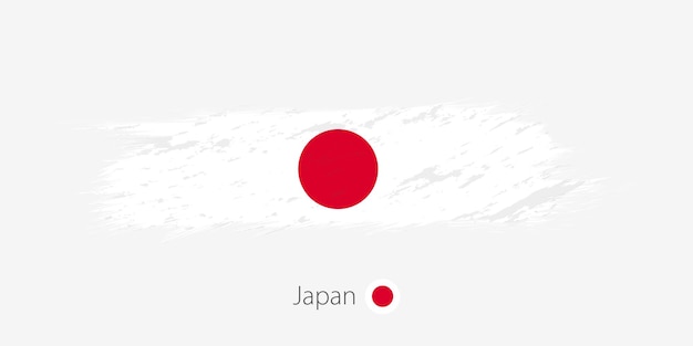 Flagge von japan grunge abstrakten pinselstrich auf grauem hintergrund