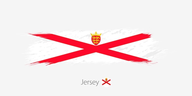Flagge von Jersey Grunge abstrakten Pinselstrich auf grauem Hintergrund