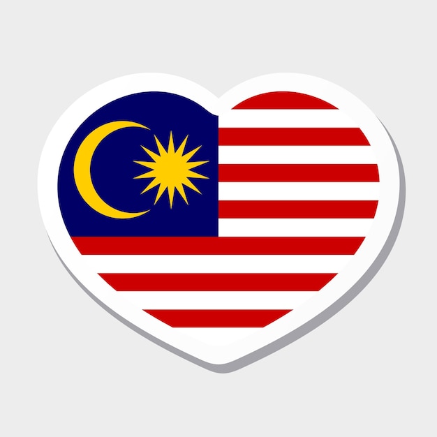 Flagge von malaysia-symbol vektor-herzaufkleber am besten für die benutzeroberfläche und das webdesign mobiler apps