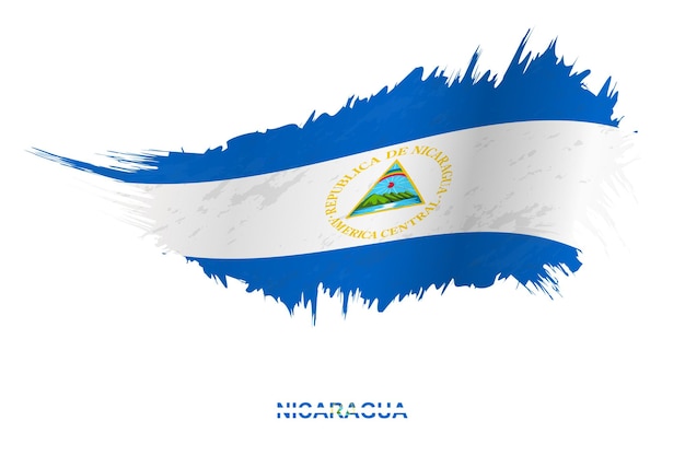 Flagge von nicaragua im grunge-stil mit welleneffekt, vektor-grunge-pinselstrich-flagge.