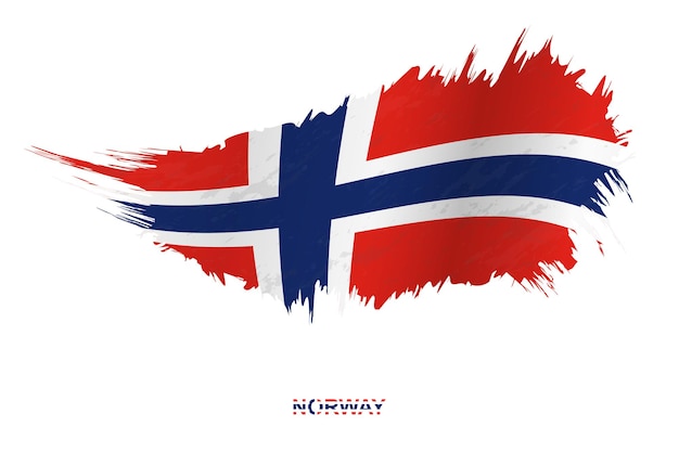 Flagge von Norwegen im Grunge-Stil mit Welleneffekt, Vektor-Grunge-Pinselstrich-Flagge.