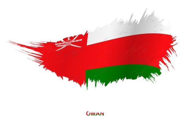 Flagge von Oman im Grunge-Stil mit Welleneffekt, Vektor-Grunge-Pinselstrich-Flagge.