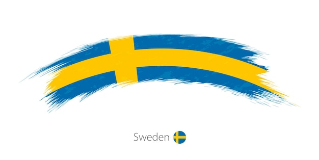 Flagge von schweden in abgerundetem grunge-pinselstrich. vektor-illustration.