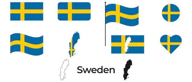 Flagge von Schweden Silhouette des schwedischen Nationalsymbols