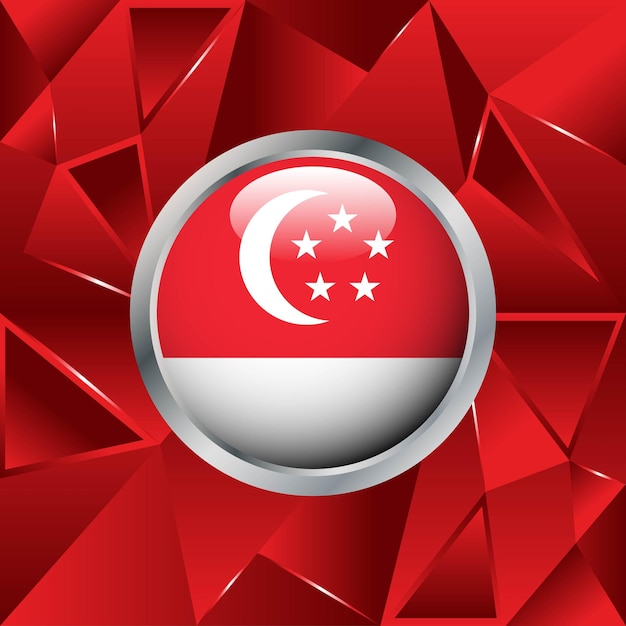 Flagge von singapur 3d-abzeichen