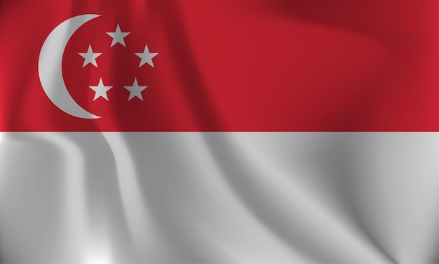 Flagge von singapur mit welleneffekt aufgrund des windes