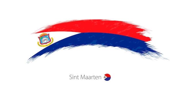 Flagge von sint maarten in abgerundeter grunge-pinselstrich-vektorillustration