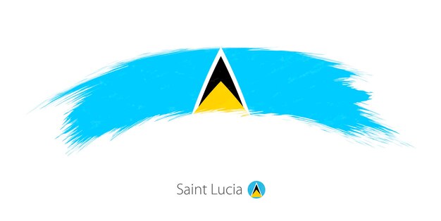 Flagge von st. lucia in abgerundetem grunge-pinselstrich. vektor-illustration.