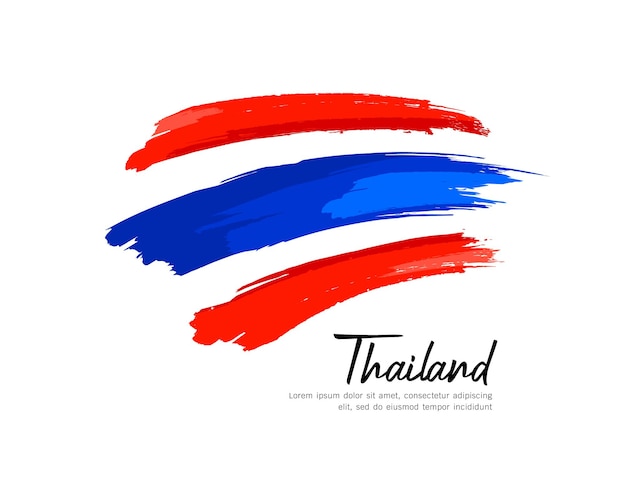 Flagge von Thailand Pinselstrich Design lokalisiert auf weißem Hintergrund, Illustration