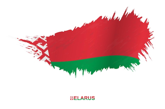 Flagge von Weißrussland im Grunge-Stil mit Welleneffekt, Vektor-Grunge-Pinselstrich-Flagge.
