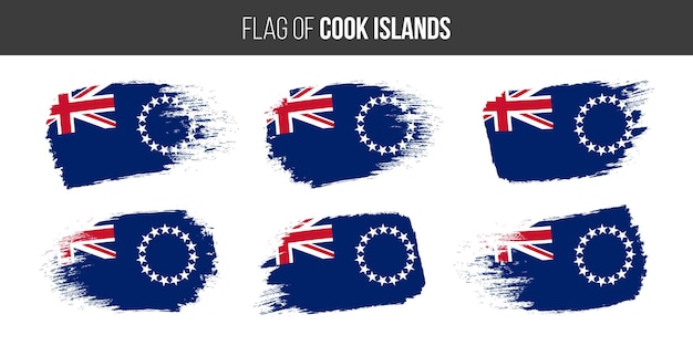 Flaggen der Cookinseln Pinselstrich-Grunge-Vektor-Illustration Flagge der Cookinseln isoliert auf Weiß