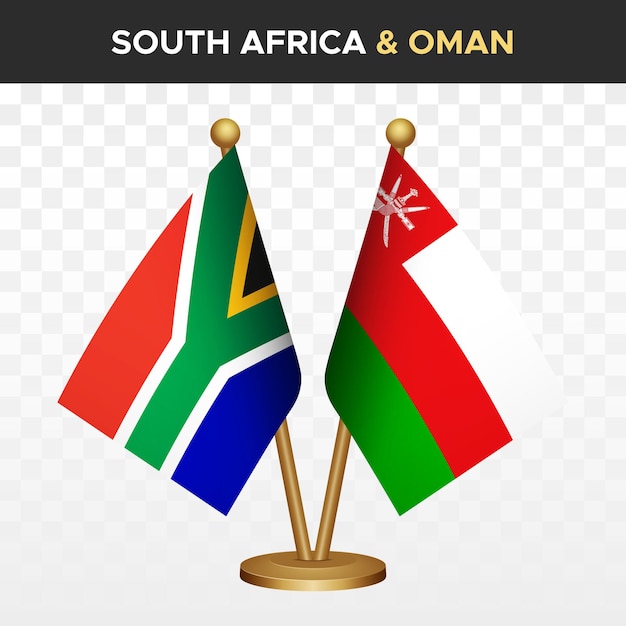 Flaggen Südafrika gegen Oman RSA 3D Standing Desk Flaggenvektor