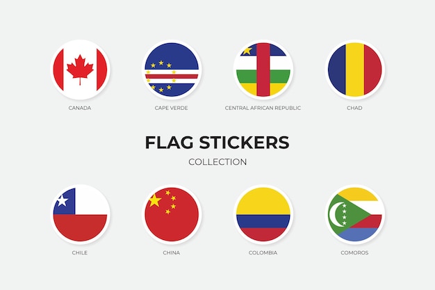 Flaggenaufkleber von Kanada Kap Verde Zentralafrikanische Republik Tschad Chile China Kolumbien und Komoren