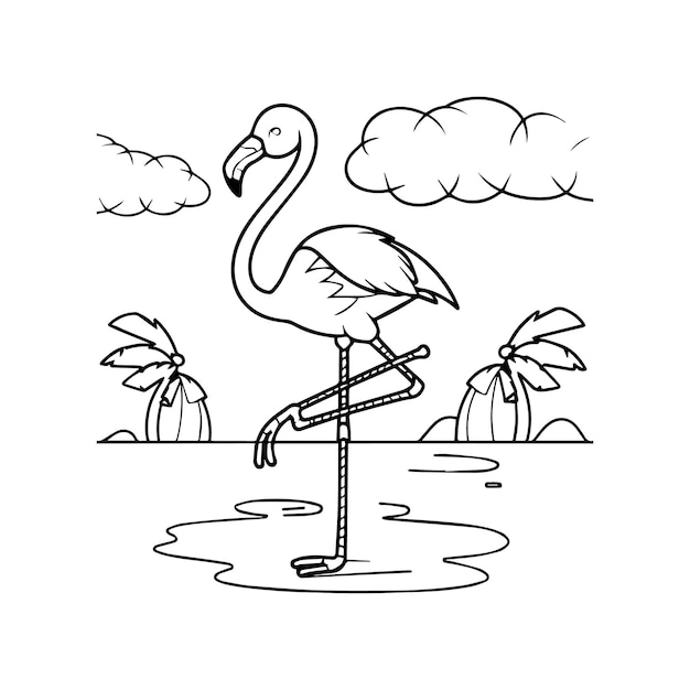 Flamingo-farbblätter flamingo-outline-vektor für ein malbuch