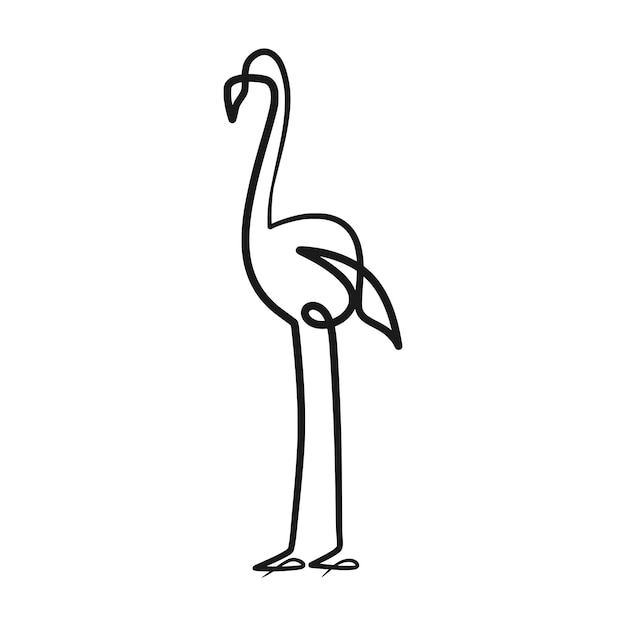 Flamingo kontinuierliche einzeilige kunstzeichnung