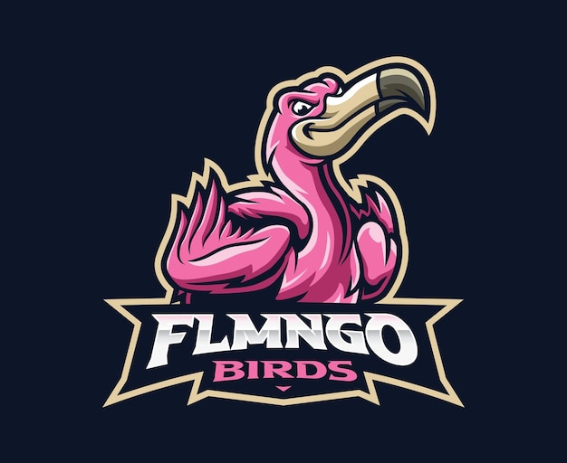 Flamingo-maskottchen-logo-design