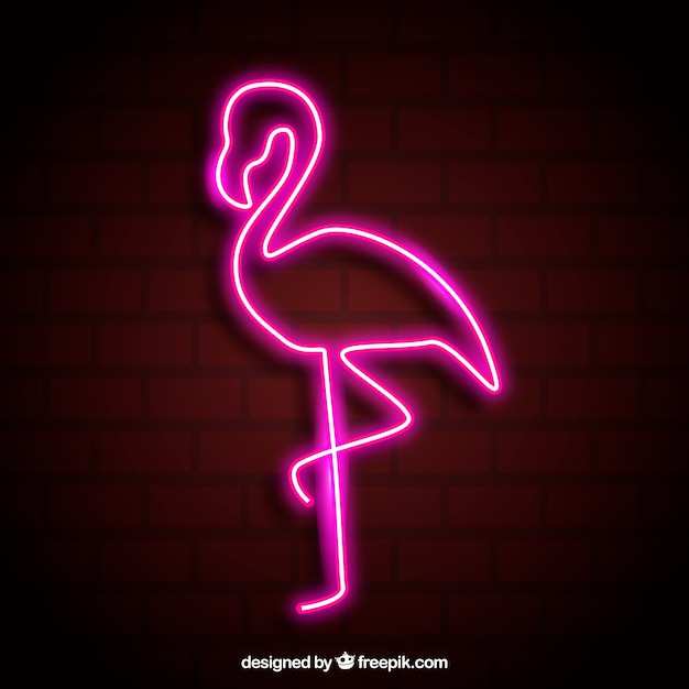 Flamingo Neon mit rosa Licht