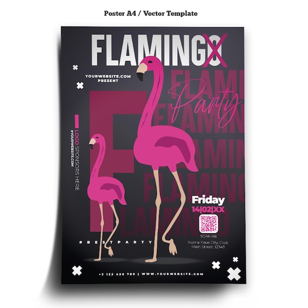 Flamingo-Party-Poster-Vorlage