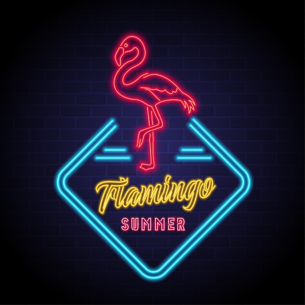 Flamingo silhouette sommer symbol neonlicht glühend icon