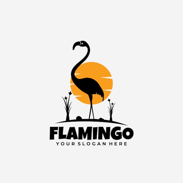 Flamingo sonnenaufgang logo silhouette stil