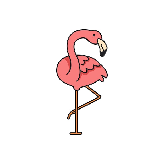 Vektor flamingo-symbol im doodle-stil vektorillustration