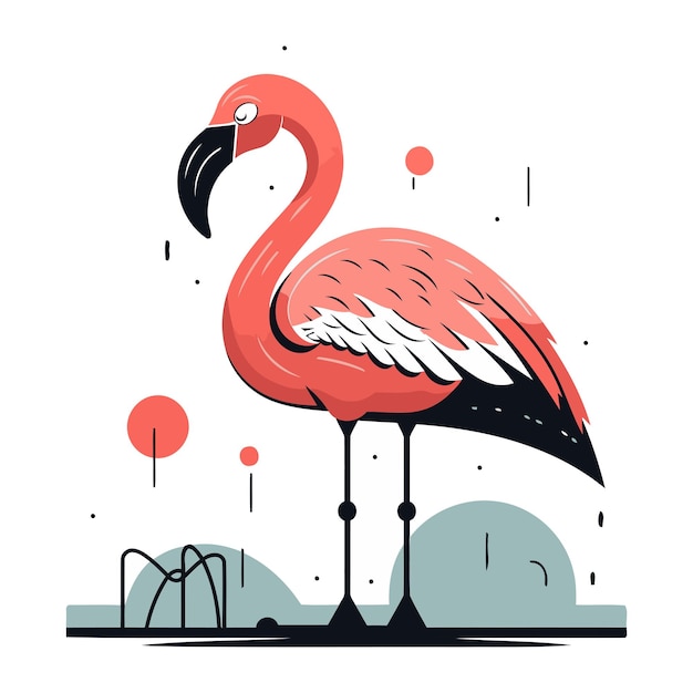 Vektor flamingo vector-illustration im flachen stil auf weißem hintergrund