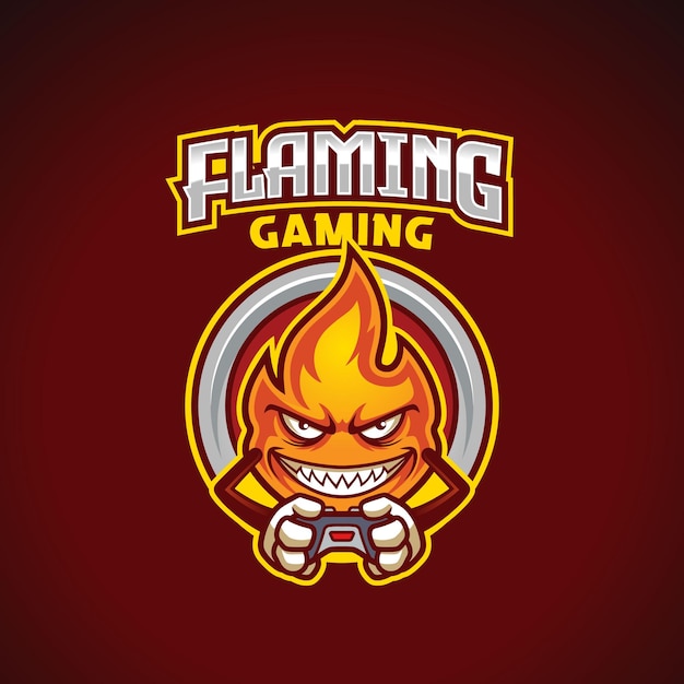 Flamme maskottchen gamer esport logo vorlage