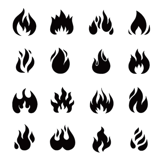 Flamme-Schattenbildillustration des flachen Designs