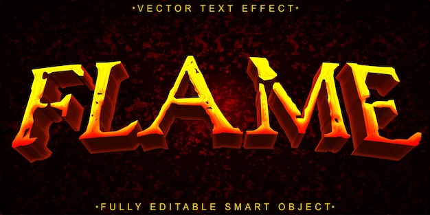 Flammen-Feuer-Vektor, vollständig editierbarer Texteffekt für intelligente Objekte