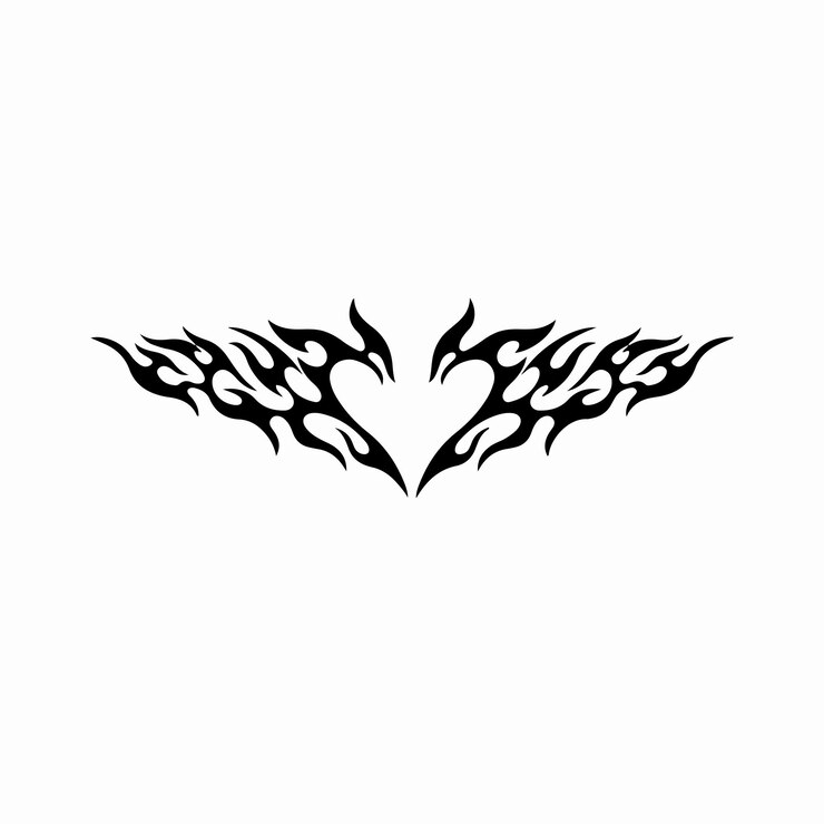 Flammendes Herz-Liebes-Logo auf weißem Hintergrund. Stammes-Schablonen-Tätowierungs-Design-Konzept. Flacher Vektor